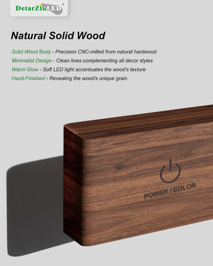 Rechargeable Wood Wall Lights with Remote & Touch, 5200mAh Battery Operated Wall Sconce 3 Color Temperatures & RGB. Magnetic, Stick-On, Dimmable Wall Reading Lamp for Bedroom, Living Room, Picture