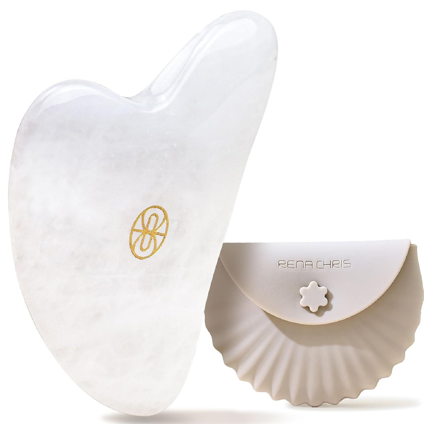 Rena Chris Gua Sha Facial Tools, Stainless Steel Guasha Tool for Acupuncture, Manual Massage Tool for Jawline Sculpting and Puffiness Reducing, Gua Sha Facial Massage Tool, Skin-Care Gift (Silver) | Face Massage Tool for Jawline Sculpting, Puffiness