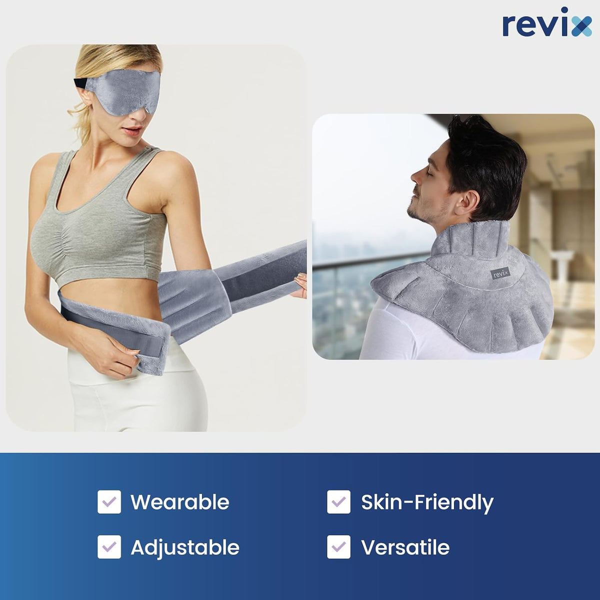 REVIX Microwave Heating Pad Set, Moist Heat Neck Shoulder Wrap & Eye Mask