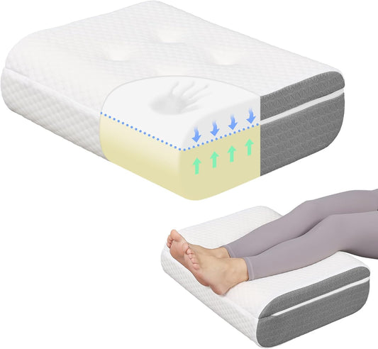 baibu Dual-Layer Leg Elevation Pillow for Legs and Knee Support, Feet Elevation Pillow for Sleeping, Blood Circulation & Swelling Relief, White