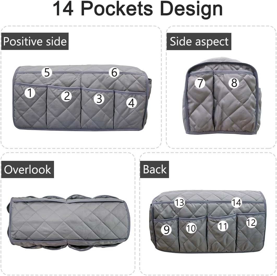 Remote Control Holder for Armchair, Armchair Caddy TV Remote Holder for Recline 14 Pockets, Non-Slip Remote Caddy Couch Caddy Organizer for TV Remote, Phone, Magazine (Brown)