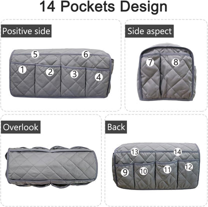 Remote Control Holder for Armchair, Armchair Caddy TV Remote Holder for Recline 14 Pockets, Non-Slip Remote Caddy Couch Caddy Organizer for TV Remote, Phone, Magazine (Brown)