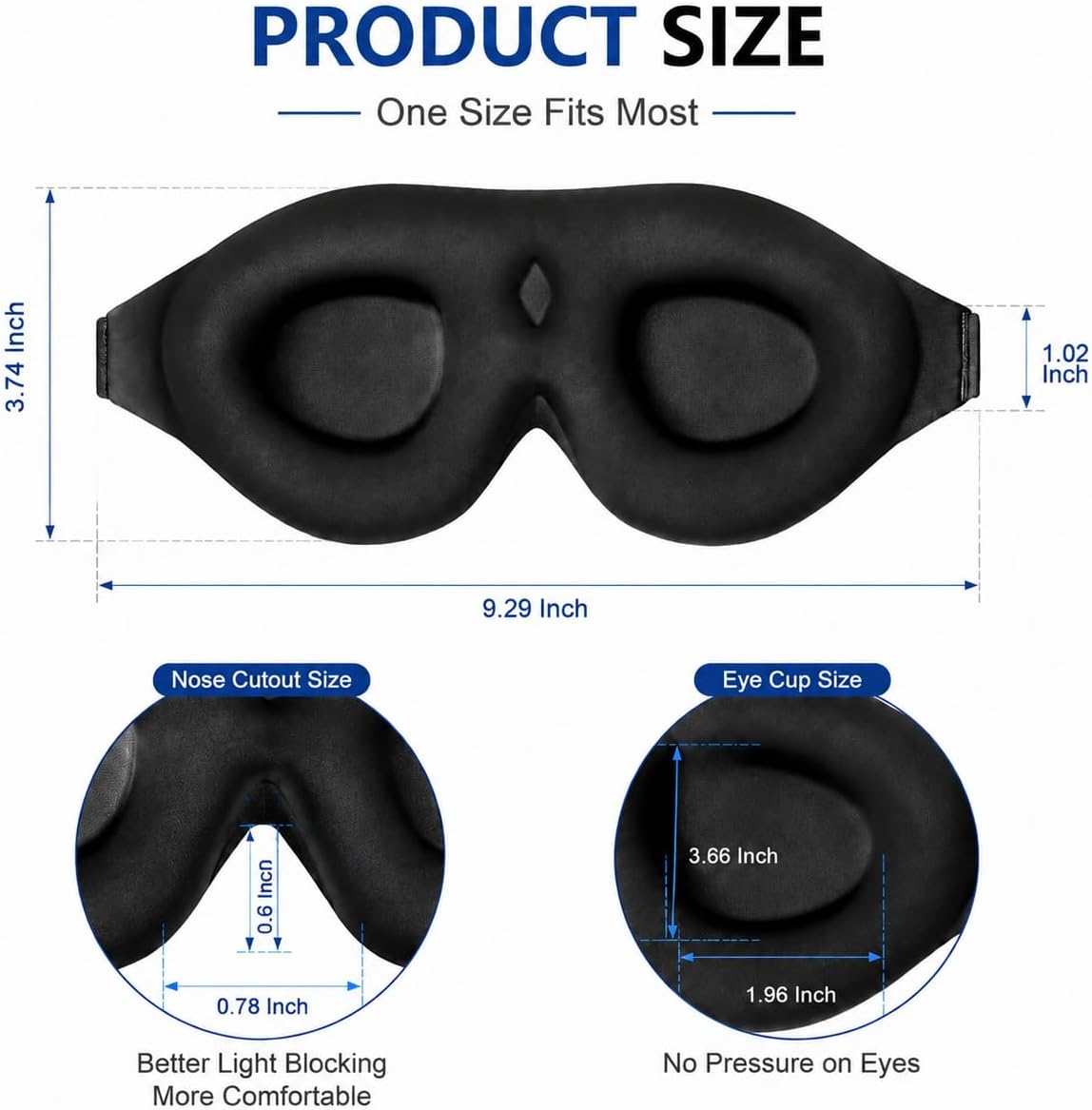 ALASKA BEAR Memory Foam Sleep Mask, Contoured Eye Cups for Women Men, Blue | Soft 3D Blackout Eye Mask for Sleeping, No Pressure on Eyelids and Eyelashes Protection, Earplugs Set