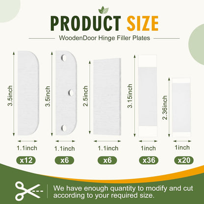 24 Set Wooden Hinge Filler Plates Kit Door Hinge Repair Plate for Kitchen Cabinet Hinges Door Cover Plate Hole Cover Fillers with Double Sided Tape(Log)