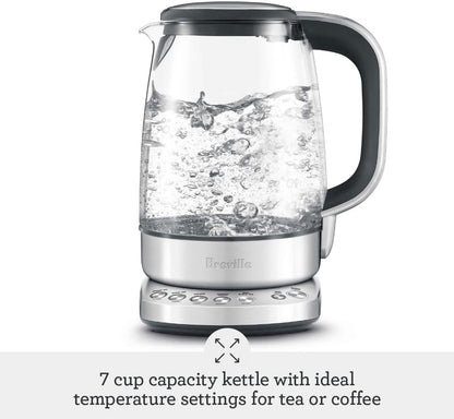 Breville BKE830XL IQ Kettle Pure Water Heater, Brushed Stainless Steel | Precisely heat water for tea and coffee with quiet electric kettle featuring soft top lid for easy pouring | 7 cup capacity