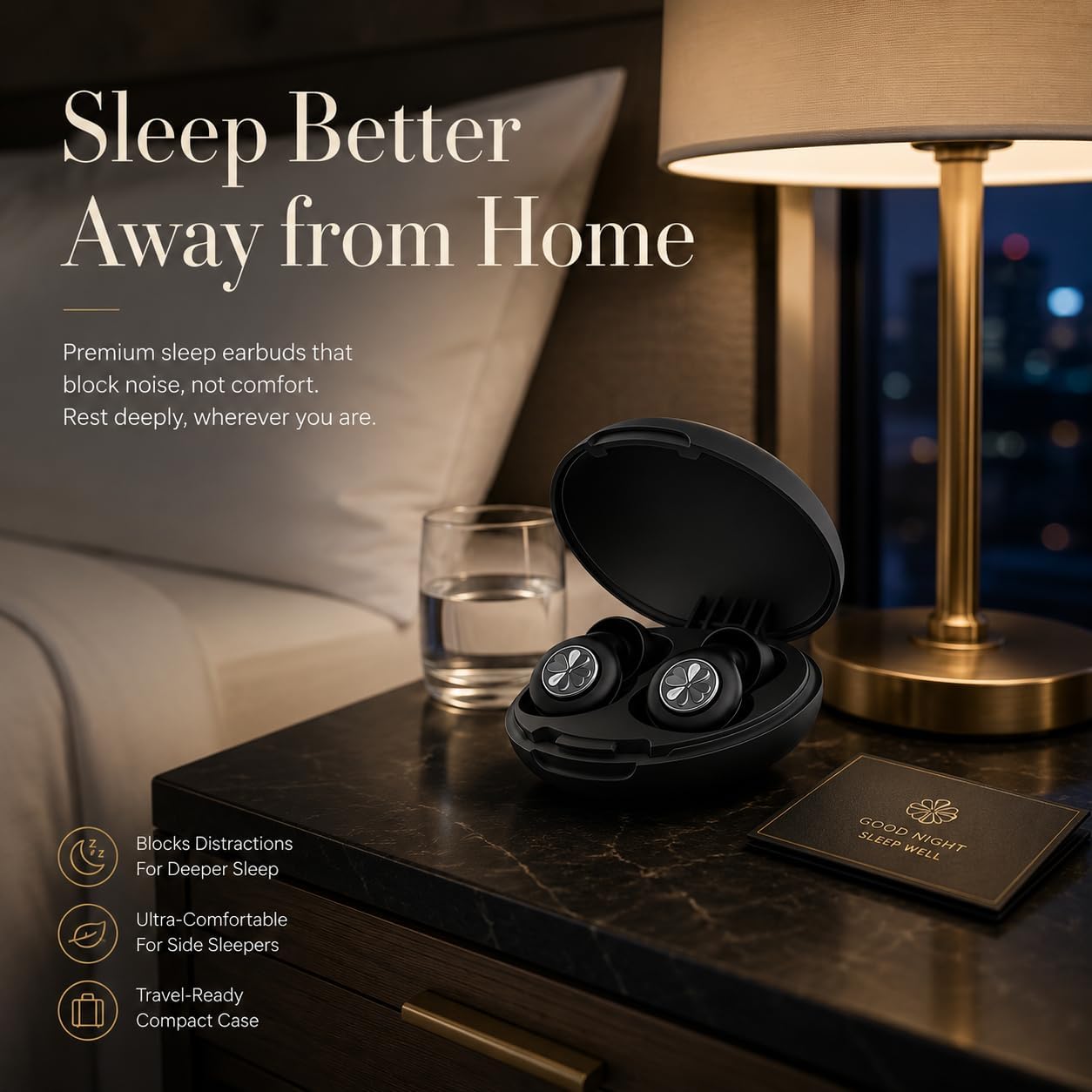 HEKKE 45dB Ear Plugs for Sleeping, Soft Silicone for Side Sleepers, 4 Sizes | Reusable soft silicone with XS/S/M/L sizes for side sleepers, concerts, flights and hotels; carrying case included.