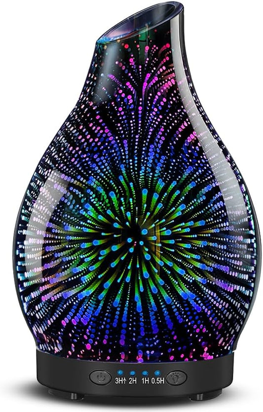 Glass Essential Oil Diffuser for Home, 120ML, 7 Color Lights