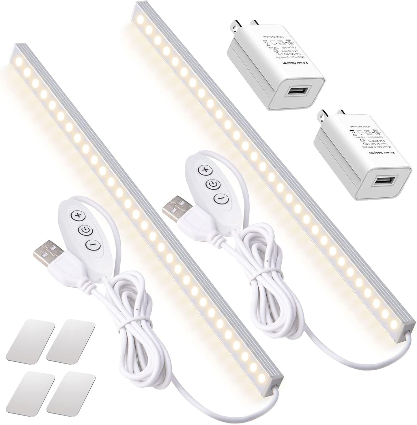 DWEPTU USB Powered Under Cabinet Lighting, 12" Tool-Free Mount Dimmable LED Strip for Pantry & Workspace