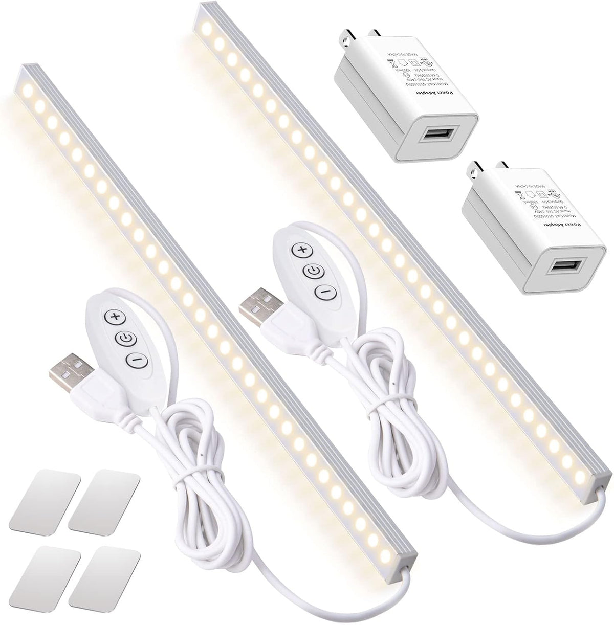 DWEPTU USB Powered Under Cabinet Lighting, 12" Tool-Free Mount Dimmable LED Strip for Pantry & Workspace