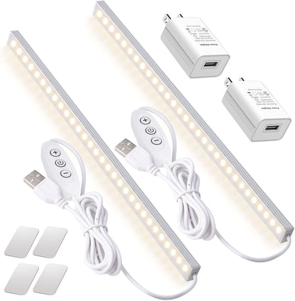 DWEPTU USB Powered Under Cabinet Lighting, 12" Tool-Free Mount Dimmable LED Strip for Pantry & Workspace