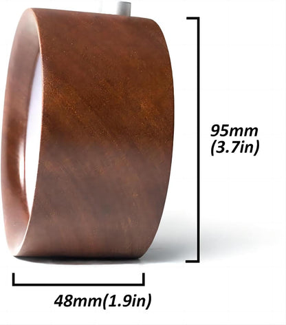Round Wooden Alarm Clock Analog Non Ticking Night Light Snooze | Silent Arabic Numerals Battery Operated for Desktop Bedroom Bedside Brown