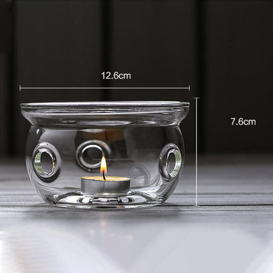Hemobllo Creative Glass Tea Pot Heating Base Insulated Stylish Glass Warmer for Home and Office Tea Party to Keep Warm Maintain Temperature