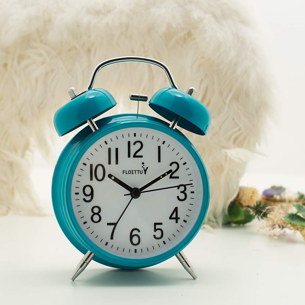 FLOITTUY Loud Alarm for Deep Sleepers 4'' Twin Bell Alarm Clock with Backlight for Bedroom and Home Decoration(Green)