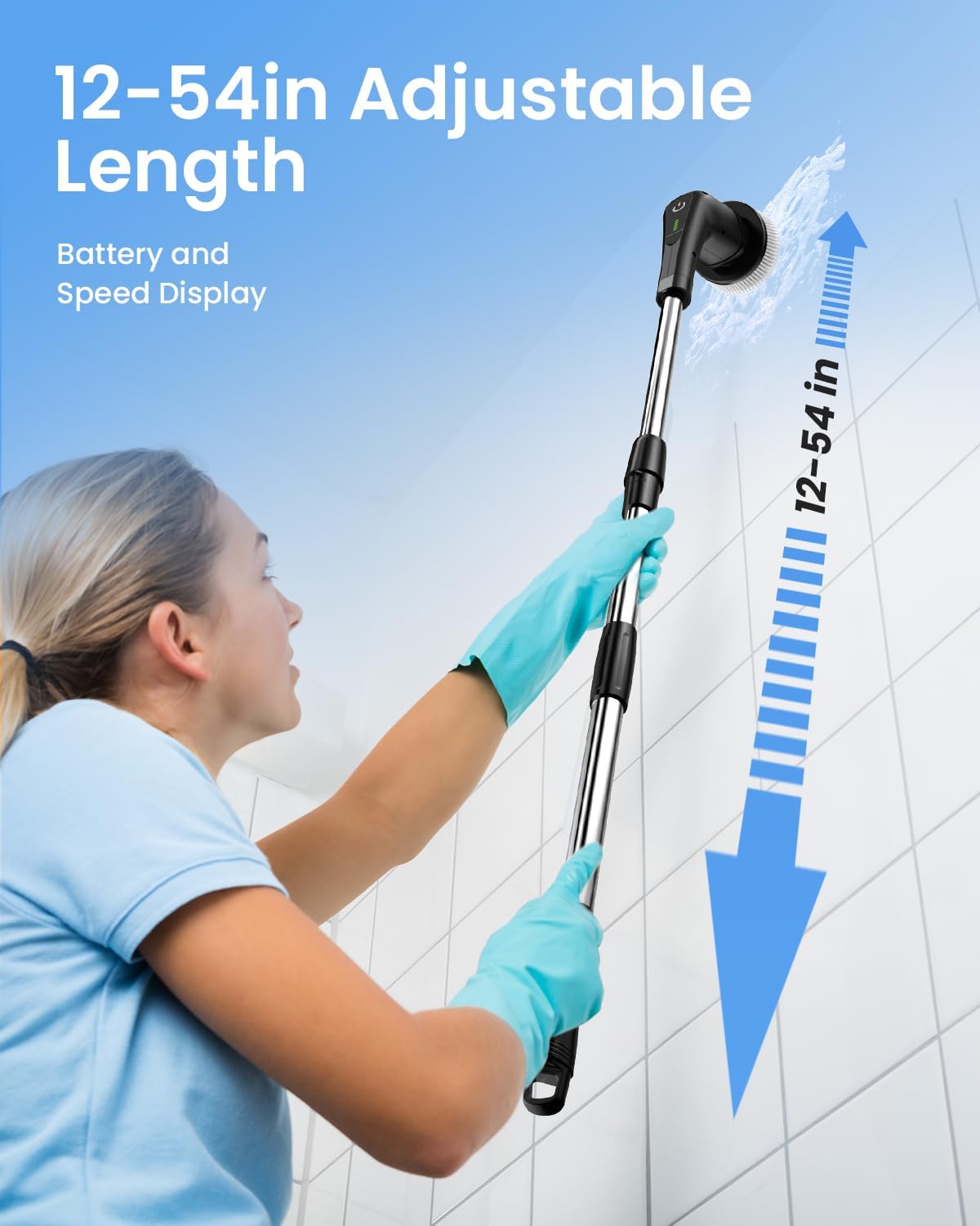 Leebein Electric Spin Scrubber, Cordless Cleaning Brush with 8 Replaceable Brush Heads, Tub and Floor Tile 360 Power Scrubber Dual Speed with Adjustable & Detachable Handle for Bathroom Kitchen Car