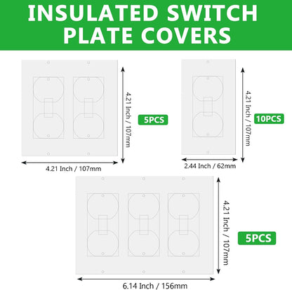 30Pack Outlet Insulation Pads, Wall Plate Gasket Draft Stopper Seal | 3 Sizes for Single Double Triple Plates, 3mm EVA Foam, No-Tool Install, Thermal Sound Energy Saver