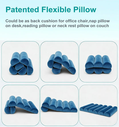 Lumbar Support Pillow for Office Chair,Multiple Adjustable | Back Support for Office Chair High Back/Couch/Sitting on Bed,Patented 6 Semi Cylindrical Back Cushion,Short Velvet Cover
