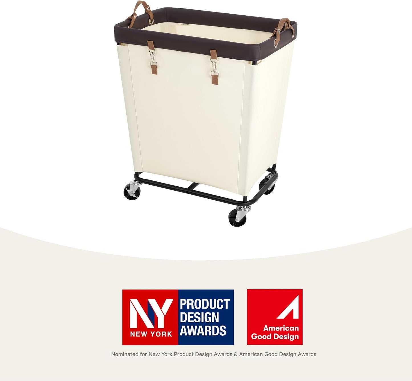 StorageWorks 160L Laundry Basket with Wheels, Rolling Hampers for Clothing | Beige Laundry Basket with Wheels, Metal Frame & Handles, Rolling Hamper for Bedroom, Bathroom, Dorm, Hotel
