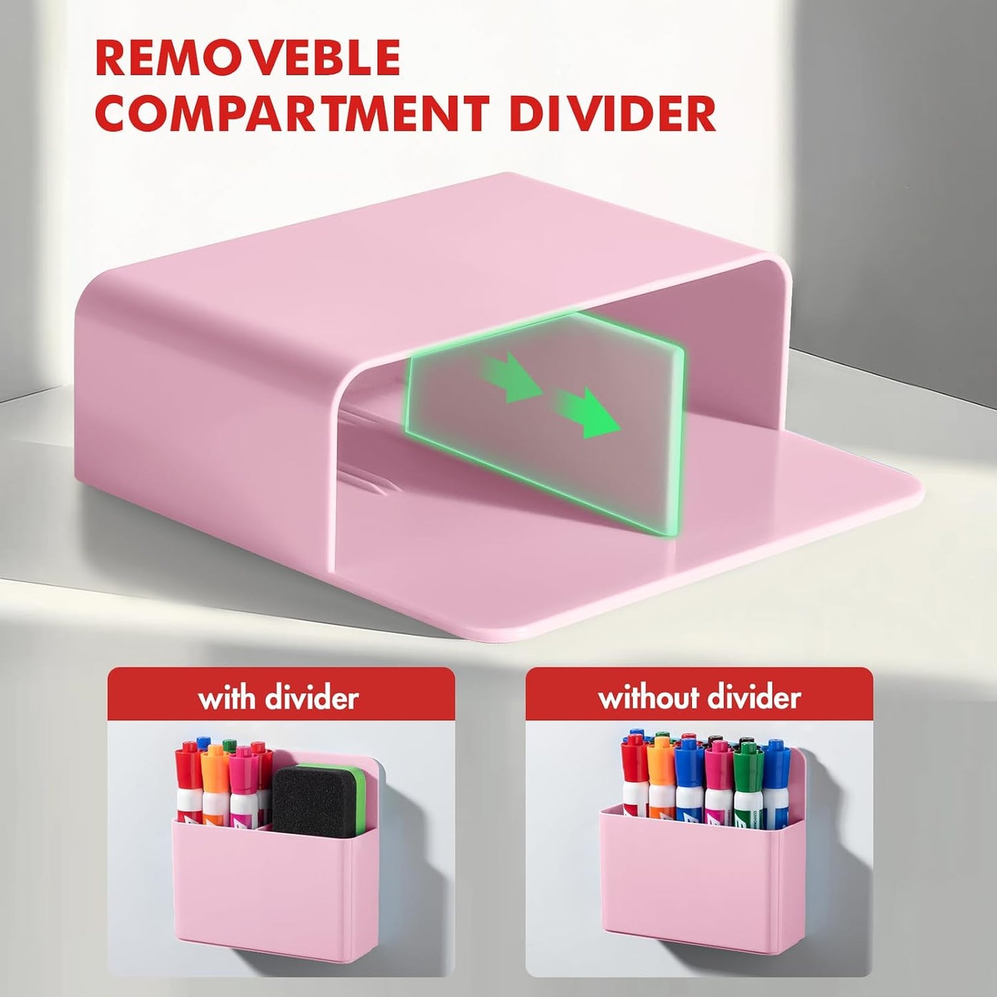 BEYGORM Plastic Magnetic Pen Holder, Powerful Magnet, 2 Pack | Classroom Must Haves, Dry Erase Marker Holder for Whiteboard, School Locker Organizer, Pencil Cup for Refrigerator(Black)