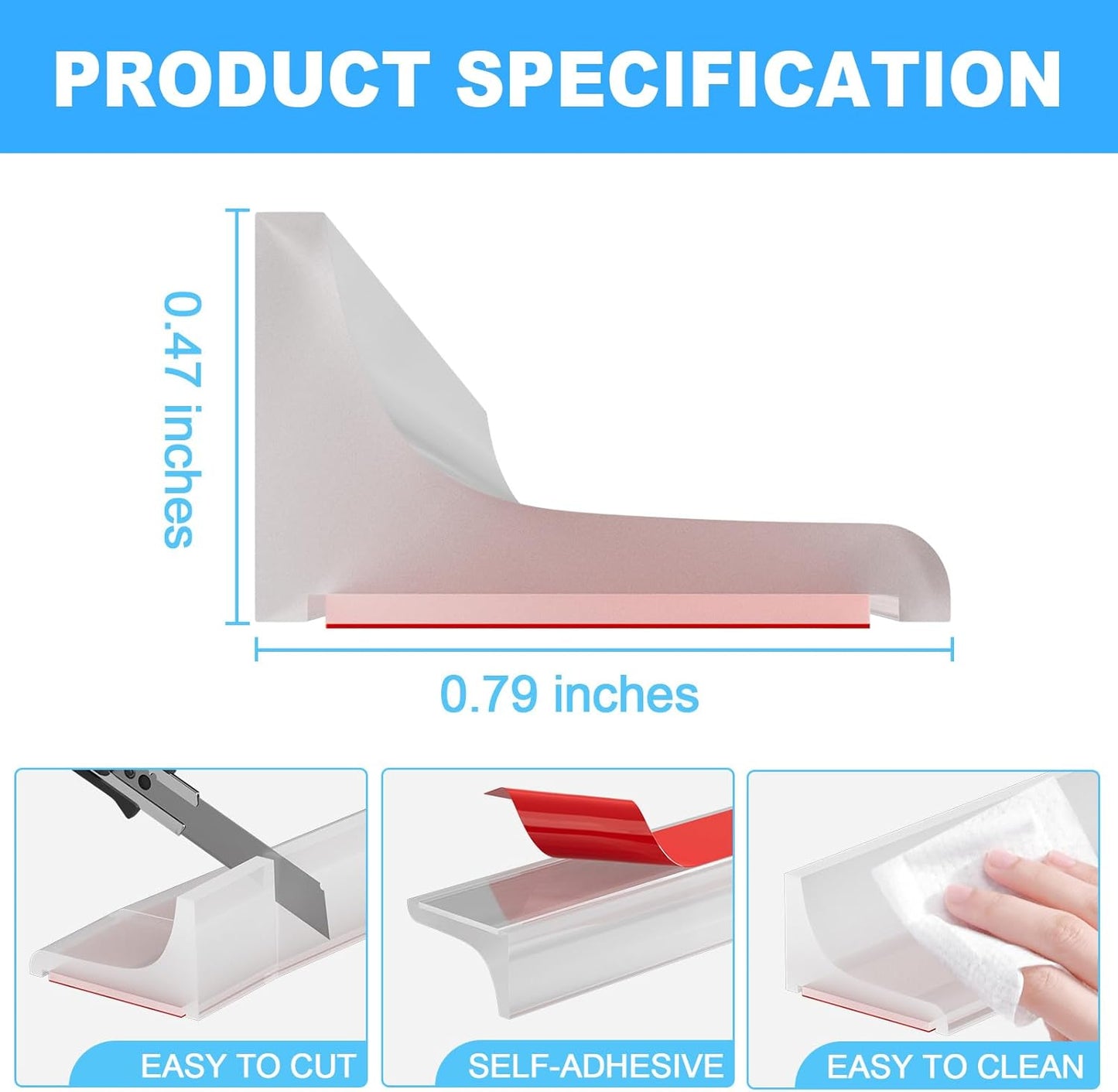 Duzzy Shower Threshold Water Dam Guard, Silicone Rubber Shower Door Bootom Seal Strip for Walk in Shower (39 Inch, Clear)