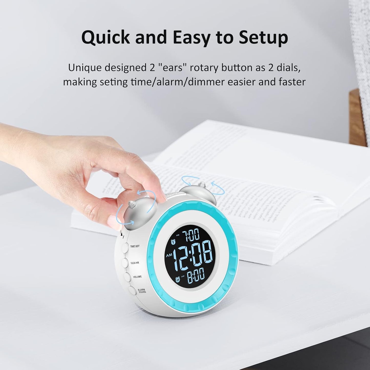 uscce Loud Dual Alarm Clock with Powerful Adjustable Bed Shaker | Vibrating Alarm Clock for Heavy Sleepers or Hearing Impaired - Easy to Set Alarm Clock with 0-100% Dimmer & Battery Backup