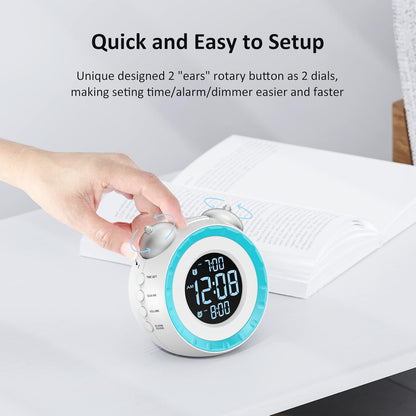 uscce Loud Dual Alarm Clock with Powerful Adjustable Bed Shaker
