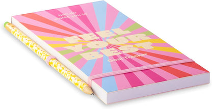 ban.do Good Intentions Goal & Habit Tracker Notepad, Feel Your Best (Pink) | List Pad Includes 80 Perforated Sheets, Ink Pen Loop, and Elastic Band Closure
