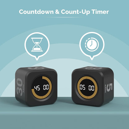 KADAMS Pomodoro Timer – Visual Cube with 5/10/30/60 Min Presets, LED Countdown Ring & Count Up Mode, Silent Flip Productivity Timer for Study, Classroom, Office, Cooking (Green 5-10-30-60 min)