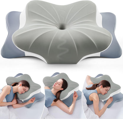 DONAMA Contour Cervical Neck Pillow for Neck Pain Relief | Queen,Ergonomic Dual-Height,Odorless Memory Foam,Side/Back/Stomach Sleepers,Cooling Hypoallergenic Cover,OEKO-TEX Certified