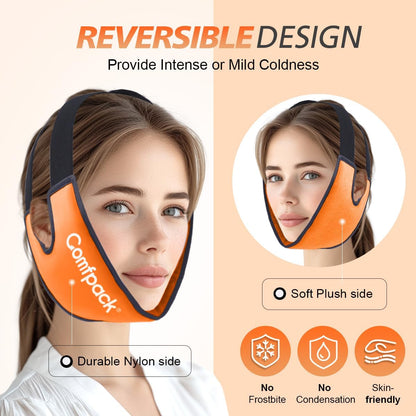 Comfpack Wisdom Teeth Ice Pack Head Wrap,Soft Double Side Jaw Face Ice Pack | Extra Large Jaw & Chin Ice Pack, Reusable Gel Hot Cold Therapy for TMJ, Oral Surgery, Face Swelling, Tonsillectomy Recovery