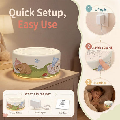 Kipcush White Noise Machine for Baby & Adults, 30 Soothing Sounds, Sleep Sound Machine with 8 Color Night Light, Memory Function, White Noise for Sleeping, Nursery, Office, Travel & Relaxation