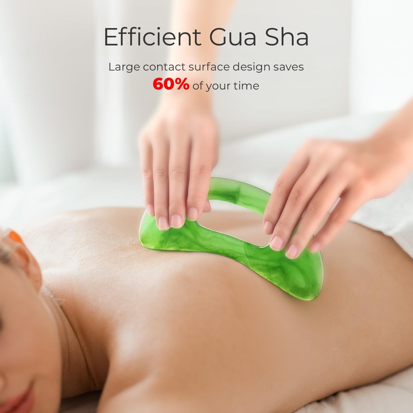 Scienlodic Gua Sha Massage Tool with Handle (Resin) Larger Guasha Scraping Tool for Back Neck Face Leg Massage, Lymphatic Drainage, Cellulite Remove - Large