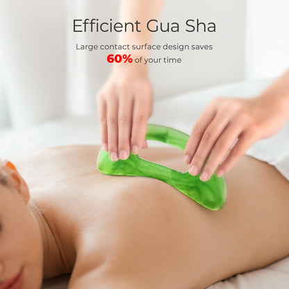 Scienlodic Gua Sha Massage Tool with Handle (Resin) Larger Guasha Scraping Tool for Back Neck Face Leg Massage, Lymphatic Drainage, Cellulite Remove - Large