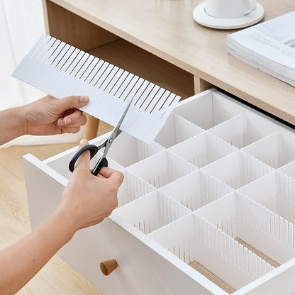 20PCS DIY Plastic Grid Drawer Dividers, Large Adjustable Drawer Storage Organizer (38cmx11cm) for Clutter Kitchen Cutlery Dresser Makeup Tools Socks Can Help Tidy Office Desk Clinic Bedroom