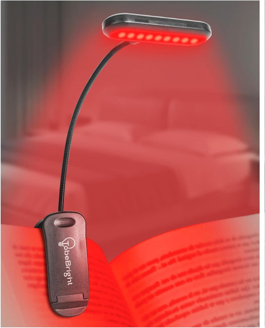 670nm Red Light Book Light LED Rechargeable USB-C Clip On Book Lights for Reading at Night, 100% No Blue-Light Eye Care Book Lamp 360° Flexible, Gift for Kids, Travel, Learning