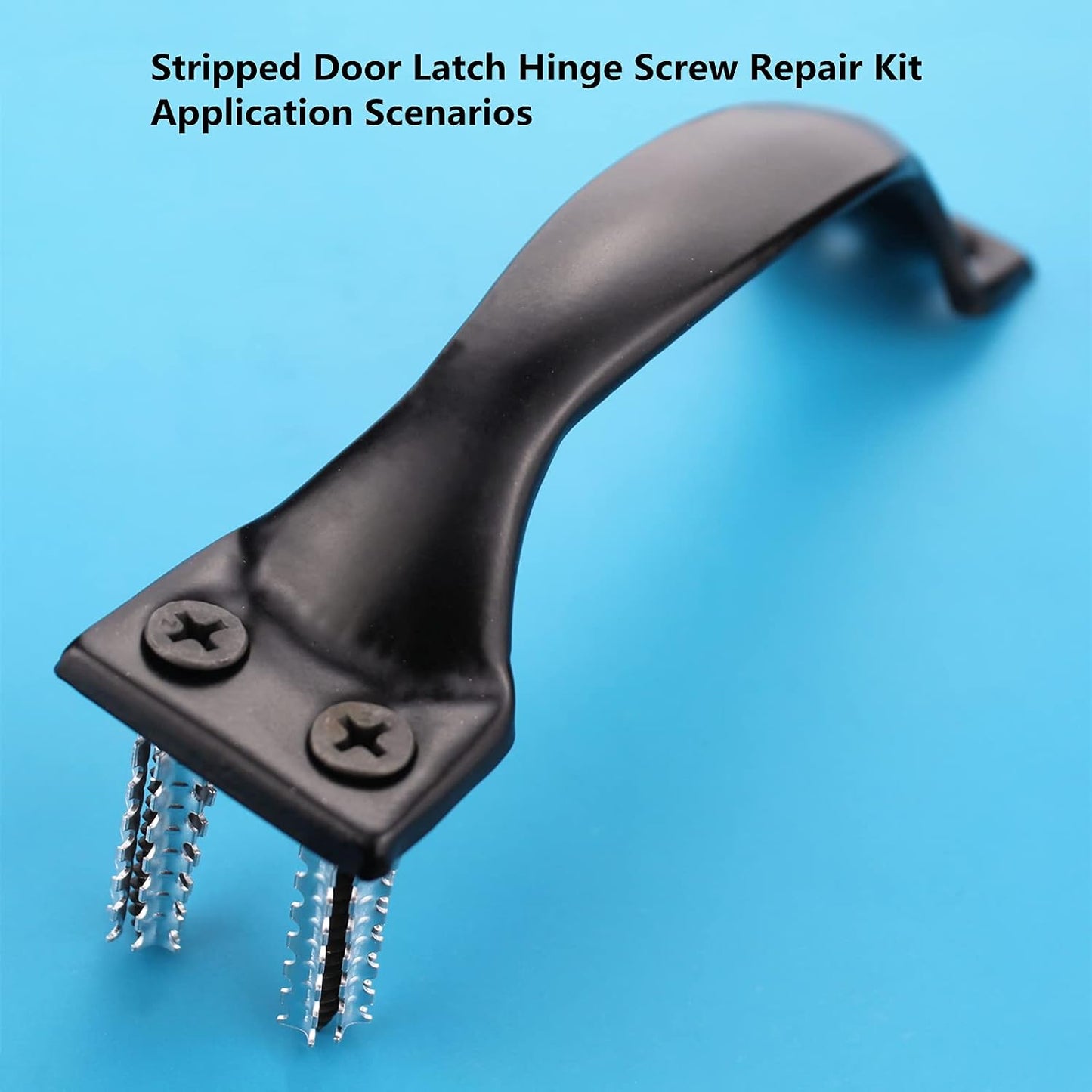 Screw Door Security Hardware Reinforcement Jamb Repair Kit - Terrific Solution for Stripped Door Hinge, Damaged Screw Repair (Black)