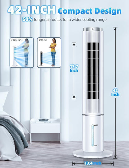 Windowless Air Conditioner w/4 Mode,3 Speed, Waterless Alert,2.4-Gal Tank for 24H Cooling, 12H Timer Swamp Cooler Air Conditioner, 20FT Remote,70° Auto Swing Evaporative Air Cooler for Bedroom