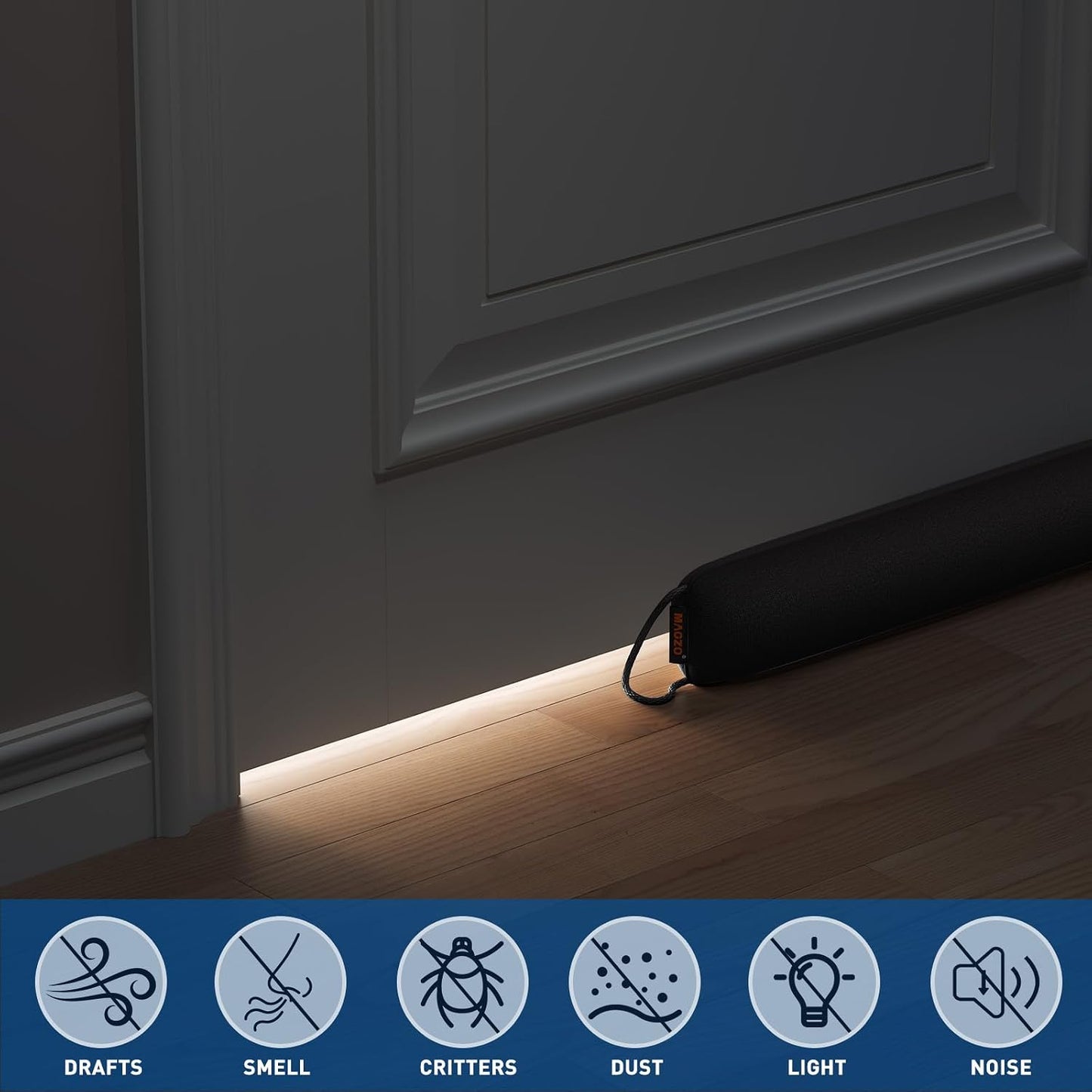 MAGZO Door Draft Stopper 36 Inches, Energy Saving, Gray | Weighted Sound Proofing for Door Draft Blocker, Under Door Gap Filler with Machine Washable Fabric