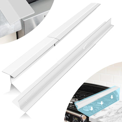 2PCS Kitchen Stove Counter Gap Covers Stainless Steel (13.8"-27.5" Black) | Cooktop Trim Kit, Stove Gap Guards, Oven Gap Filler, Easy to Clean, Heat Resistant & Effectively Protect Stove Gap Filler