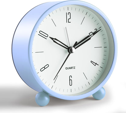 JALL Analog Alarm Clock, 4 inch Super Silent Non Ticking Small Clock with Night Light, Battery Operated, Simple Design, Old Fashioned Style Ideal Decor, for Bedroom, Bedside, Desk, Adult, Gift, Green