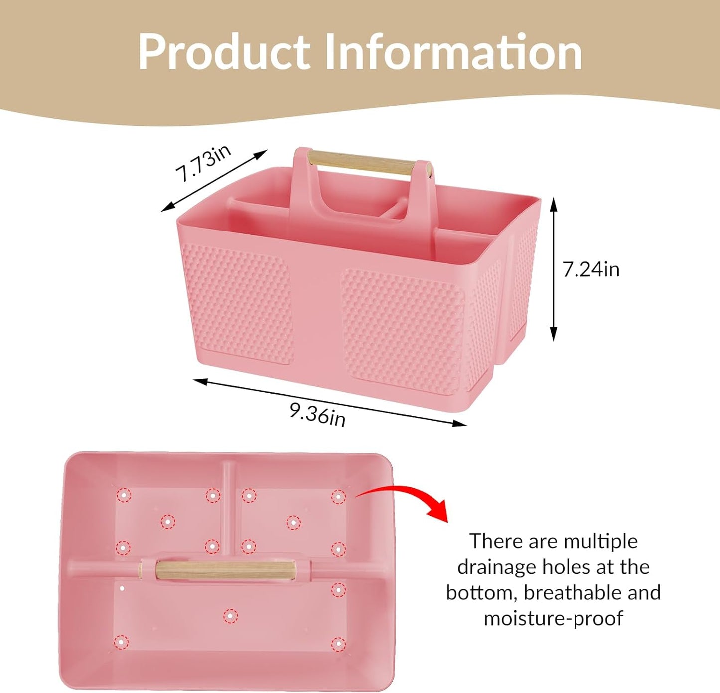 Shower Caddy Portable and Cleaning Caddy Organizer for Bathroom, Kitchen,Toiletries Storage, Caddy organizer with handle, Rust-Resistant, Durable Material(Milky White, 9.36"L×7.73"W×7.24"H)