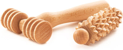 tuuli Body and Face Roller, Multi-Functional Wooden Massage Roller, Helps Ease Muscle Tension and Support Skin Health, Natural Face Massage Tools, Set of 2 (2 piece set A)
