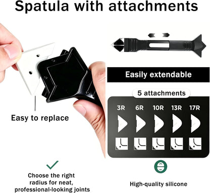3-in-1 Silicone Caulking Tool – Stainless Steel Caulk Remover & Sealant Finishing Scraper, Grout Removal Tool, Caulk Edger & Seam Repair Kit for Bathroom, Kitchen, Floor, Window, Sink Joints