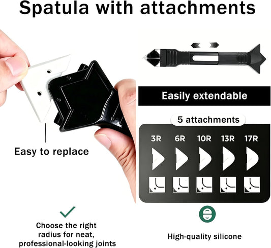 3-in-1 Silicone Caulking Tool – Stainless Steel Caulk Remover & Sealant Finishing Scraper, Grout Removal Tool, Caulk Edger & Seam Repair Kit for Bathroom, Kitchen, Floor, Window, Sink Joints