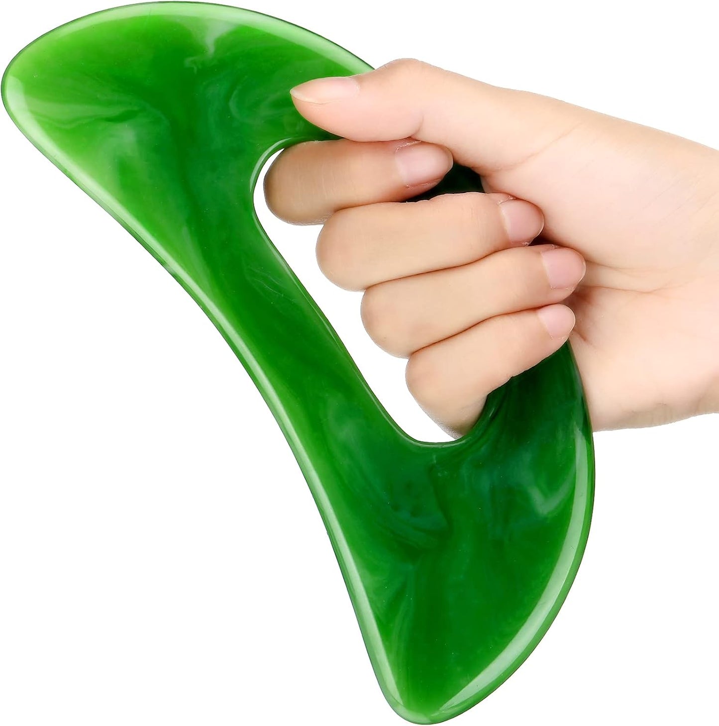 BBTO Gua Sha Massage Tool with Handle Resin Massage Tools Lymphatic Drainage Massager Body Shaping Gua Sha Tools for Full Body Men Women Birthday Festival Holiday Present (Light Green)
