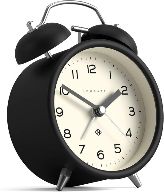 NEWGATE® Charlie Bell Echo Alarm Clock | Modern take on Classic Twin Bell Clock | Yellow | Easy to Read Numbers | Ideal for Bedside, Desk or Shelf | Modern Retro Bedroom & Office Accessory