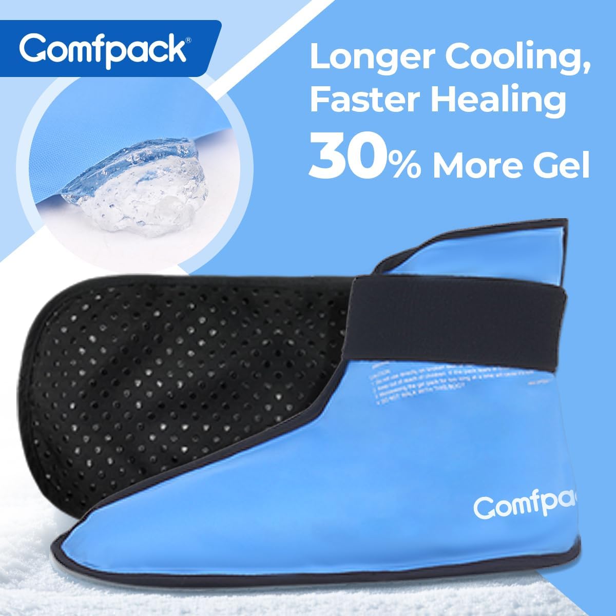 Comfpack Large Foot Ice Pack Wrap for Full Foot Ankle Pain Relief, Long Lasting Cold Ice Boot for Swelling After Surgery, Sore Feet, Broken Foot, Plantar Fasciitis, Gout, Bunion
