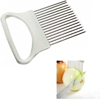1 New Onion Holder Slicing Guide Stainless Steel Prongs Holds Slice Aid Cutting
