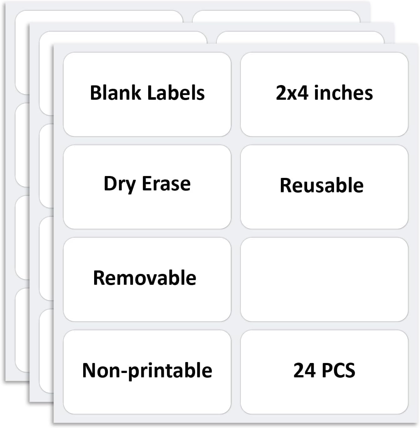 SVNOOC Dry Erase Stickers for Whiteboard Desk Refrigerator Home Office 4x6 in, Reusables Labels for Storage Bins (6 Pack)