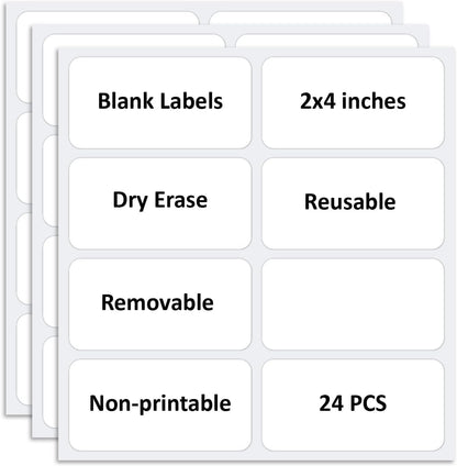 SVNOOC Dry Erase Stickers for Whiteboard Desk Refrigerator Home Office 4x6 in, Reusables Labels for Storage Bins (6 Pack)