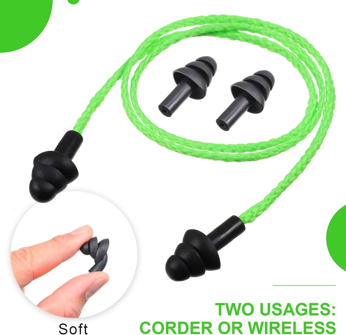 Tondiamo 200 Pairs Ear Plug Bulk with Cord Reusable Silicone, Fresh